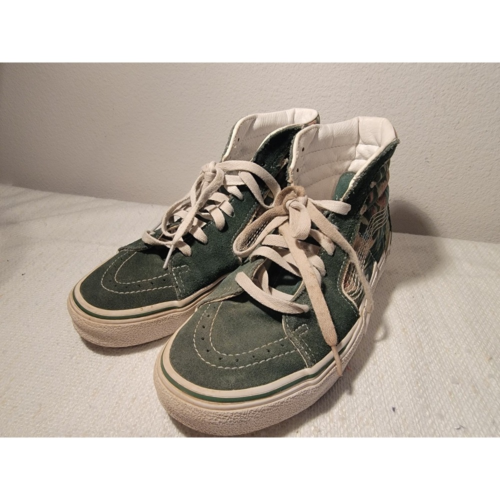 Vans Sk8-Hi Bolt Liquify Avocado Green White Canvas Suede Men 8 Wmns 9.5 Shoes